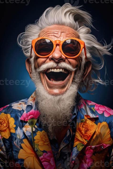 Zobacz szczegóły powiązanego obrazu. AI generated Portrait of a cheerful elderly man with glasses on a black ...