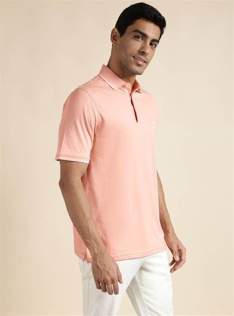 Buy Peach Polo | Casual Pink Solid Polos & Tees for Men Online | Andamen