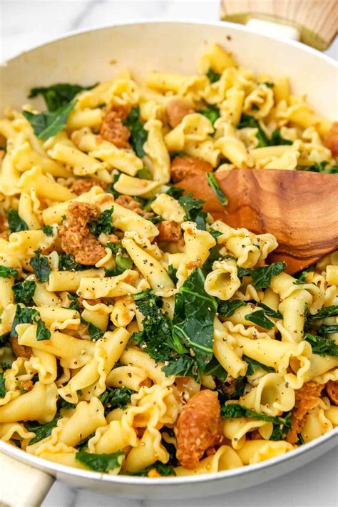 Vegan Sausage Pasta With Kale - The Hidden Veggies