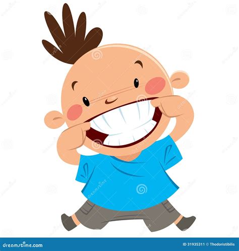 Happy Boy Smiling Pointing His Smile And Teeth Cartoon Vector ...
