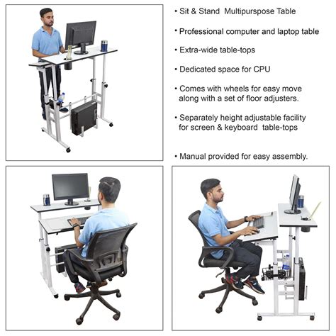 Isomars Sit/Stand Multipurpose Adjustable Table Professional Computer