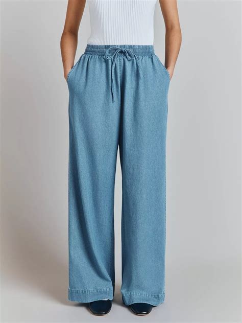 Ghost Edith Denim Wide Leg Trousers, Blue
