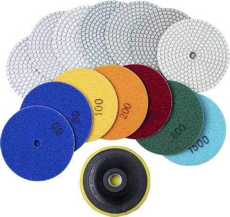 Diamond Polishing Pads Diamond Sanding Pads 4 inch Wet/Dry 8 Piece For Granite Tile Stone Marble ...