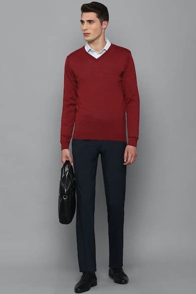 Buy Men Maroon Solid V Neck Full Sleeves Sweater Online - 778409 ...