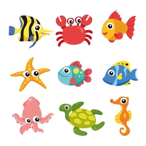 Zeedieren vector collectie | Gratis Vector