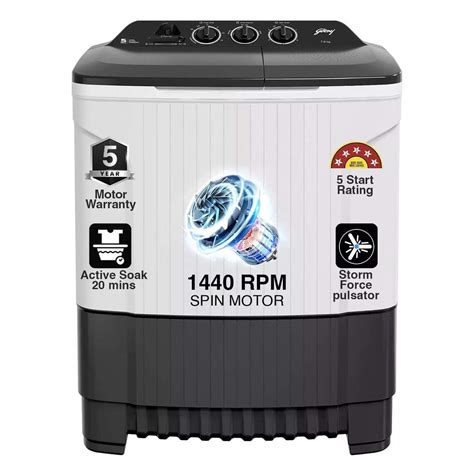 Godrej 7 Kg 5 Star, Active Soak Technology Semi-Automatic Top Load ...