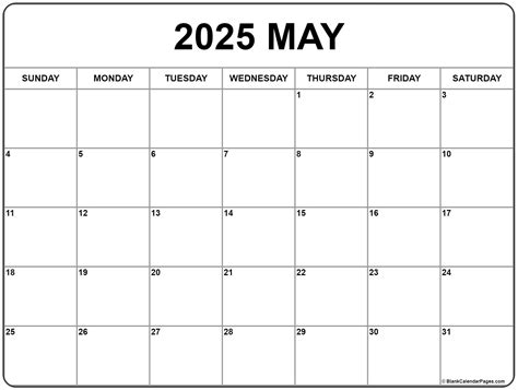 Printable Calendar For May 2025 - King Printables
