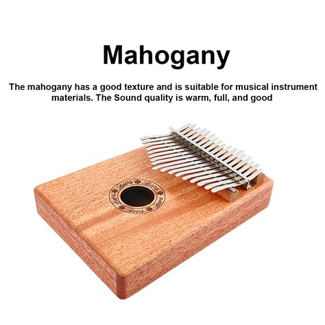 17 Key African Mahogany Wooden Kalimbas Thumb Piano Finger Percussion ...