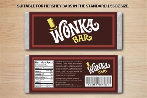 Wonka Chocolate Bar Wrapper Printable Template Willy Wonka Birthday ...
