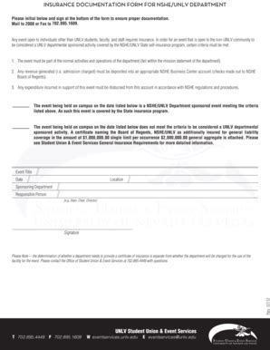 Fillable Online unlv Insurance Documentation Form - unlv Fax Email ...