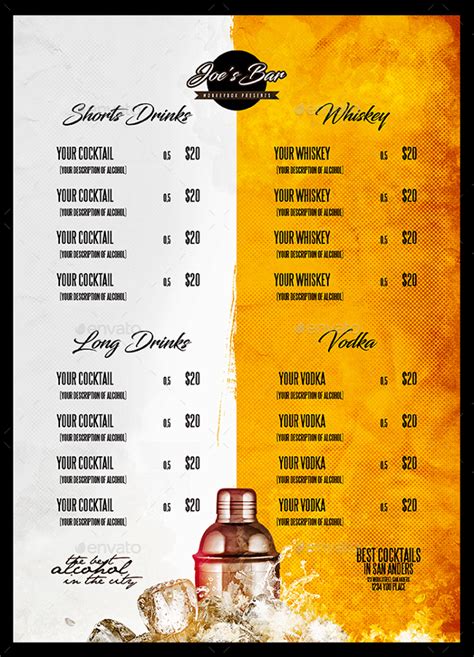 Image result for Cocktail Menu Template