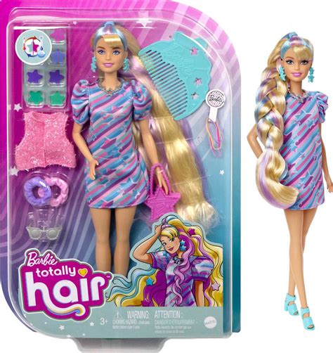 Barbie Totally Hair Fashion Doll with Star Theme, Extra-Long Hair & 15 ...