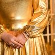 Buy Glow & Gold cowl neck faux leather stretchable Aline dress | Meera ...
