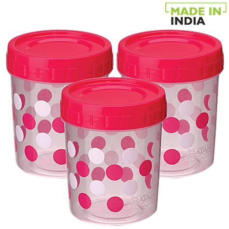 Buy Ratan Printed Plastic Container Storage Crystal - Pink Online at ...