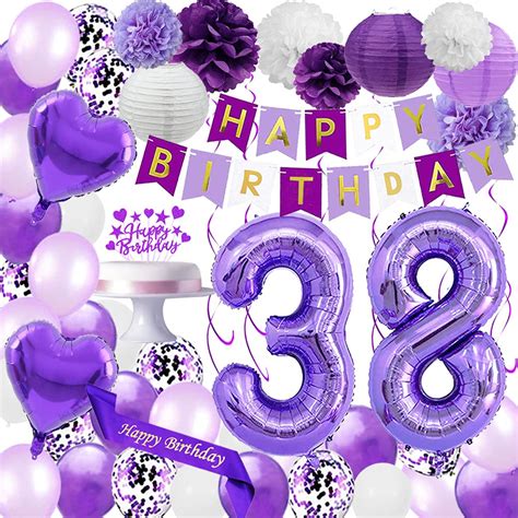 Buy Santonila Purple 38th Birthday Decorations set Happy Birthday ...