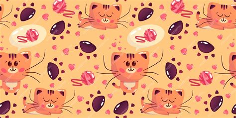 Anime mit kawaii Katze nahtlose Muster Muster Tier süßes Gesicht ...