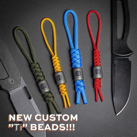 Ti Titanium Bead Paracord EDC Knife Lanyard Choose Between 550 or 275 ...