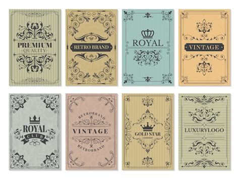 Vintage cards. rustic victorian retro old pattern ornaments for frame ...