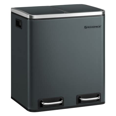 Buy SONGMICS Kitchen Bin, 2 x 15L Double Bin for Recycling and Waste ...