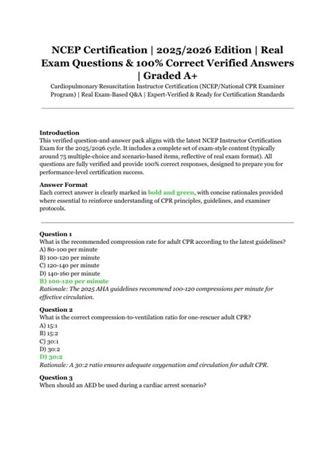 NCEP Certification – Cardiopulmonary Resuscitation Instructor Exam ...