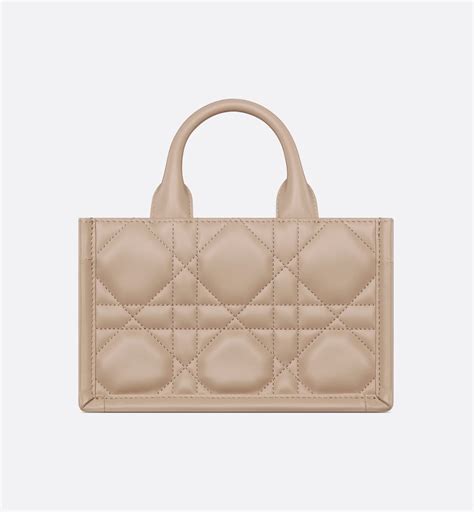 Mini Dior Book Tote Desert Taupe Macrocannage Calfskin (21.5 x 13 x 7.5 ...