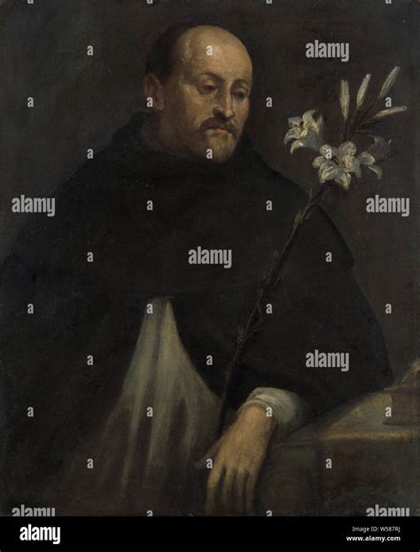 Saint Dominic, half-figure sitting with a lily branch in his hand, Dominic (us) Guzman or ...