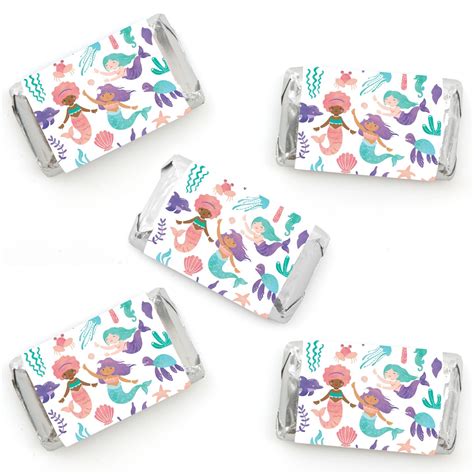 Big Dot of Happiness Mermaid Party Mini Candy Bar Wrapper Stickers ...