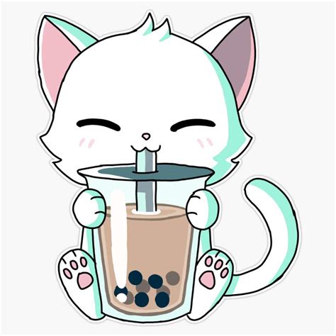 Boba Cat Sticker Decal Vinyl Bumper Sticker Decal Waterproof 5 ...