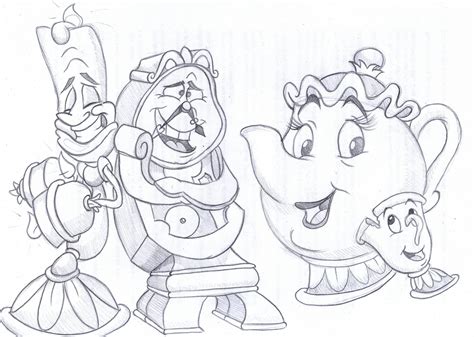 Chip Beauty And The Beast Coloring Page