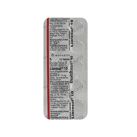 Lioresal 10 MG Tablet (10): Uses, Side Effects, Price & Dosage | PharmEasy