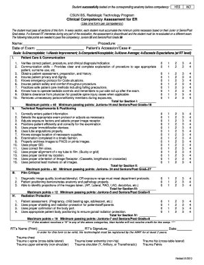 2010 Form California State University Northridge Clinical Competency ...