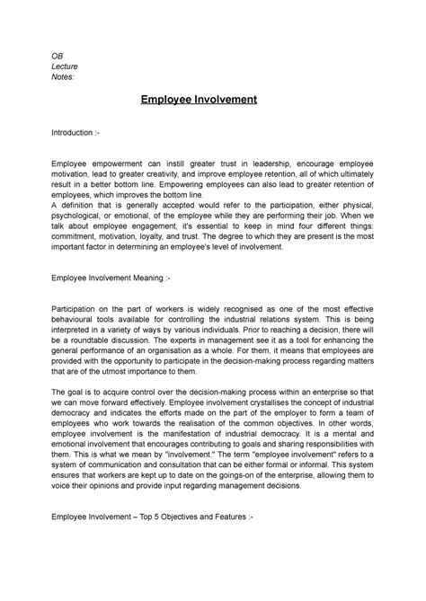 Alternative Work Arrangements and Employee Involvement - OB Lecture ...