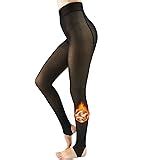 Buy Fleece Lined Tights Sheer Winter - 2 Pack Fake Translucent Tights ...
