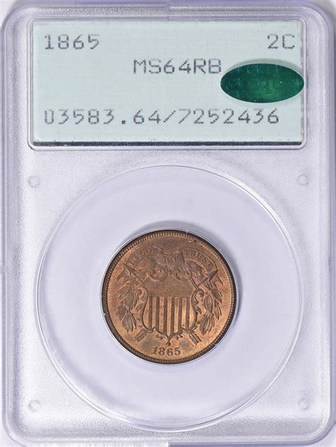 1865 Two-Cent Piece PCGS MS-64 RB (CAC Green) OGH (1st Gen) (Item ...