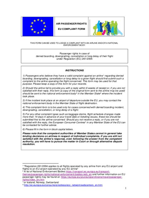 Fillable Online Air Passenger Rights Eu Complaint Form Editable - Fill ...