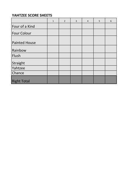 Free Printable Yahtzee Score Sheet Template [PDF, Excel] Triple / Junior