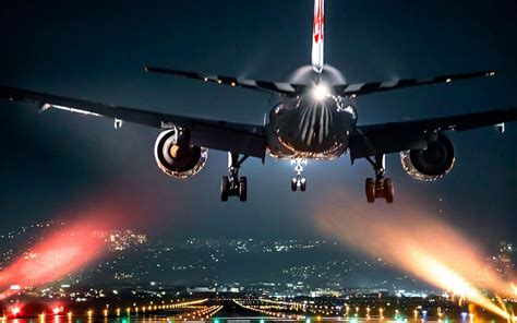 Airplane At Night Wallpaper