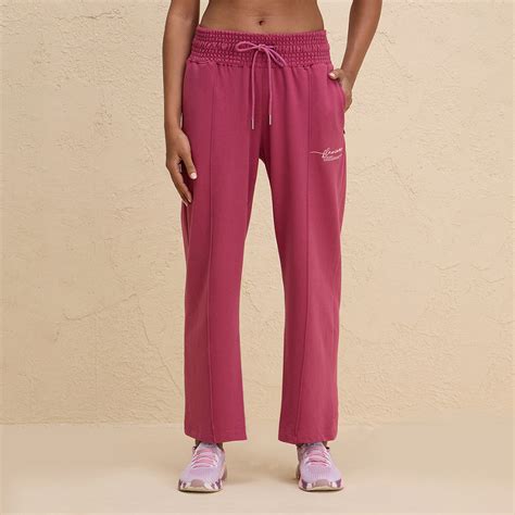 Smocked Waist Cotton French Terry Straight Lounge Pants-NYLE604-Grape ...