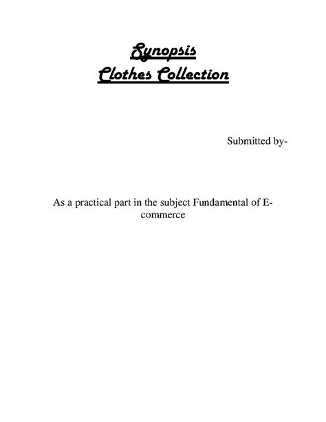 87292117 Project Report on e commerce website - Synopsis Clothes ...