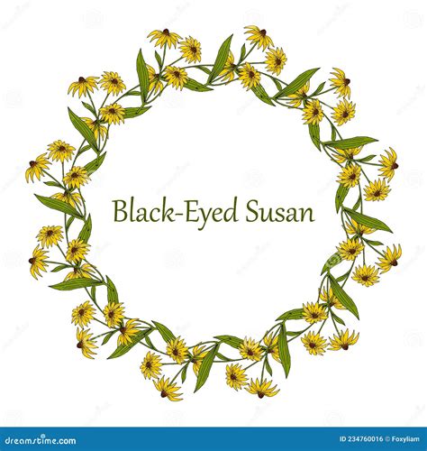 Floral Wreath with Black-eyed Susan Rudbeckia Hirta , State Flower of ...
