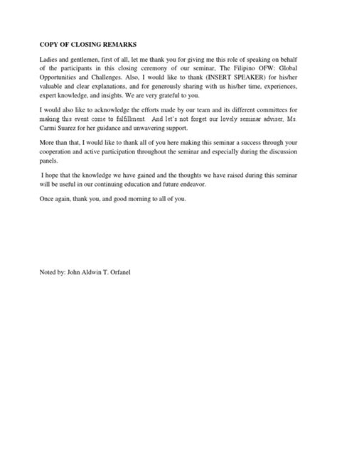 Image result for Toastmaster Closing Remarks Script