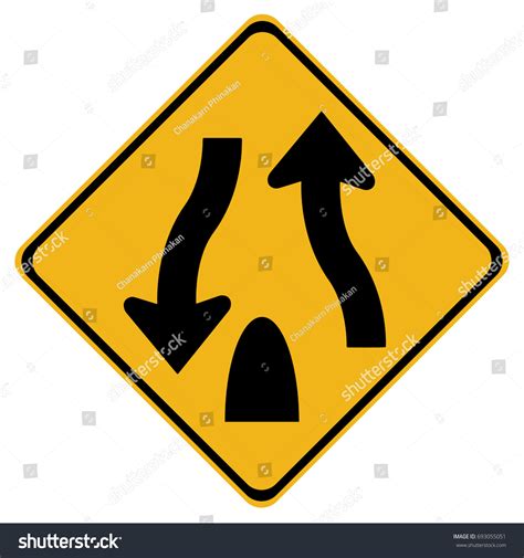 Divided Highway Ends Sign Isolated On Stock Vector (Royalty Free ...