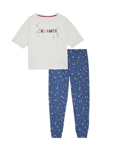Buy Cotton Rich Dreamer Slogan Pyjama Set at Marks & Spencer