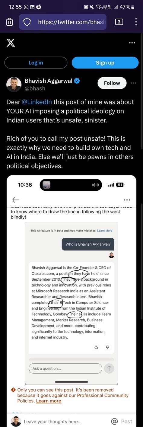 Billionaire Lunatic? Founder of Ola, angry about LinkedIn AI use of pronoun, promises to move ...