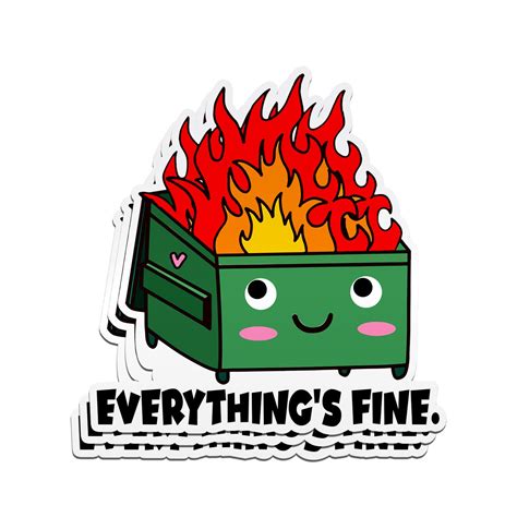 Amazon.com: (3PCS) Dumpster Fire Meme Sticker Funny Humorous I'm Fine ...