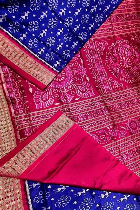 Blue Silk Sambalpuri Handloom Double Ikat Saree