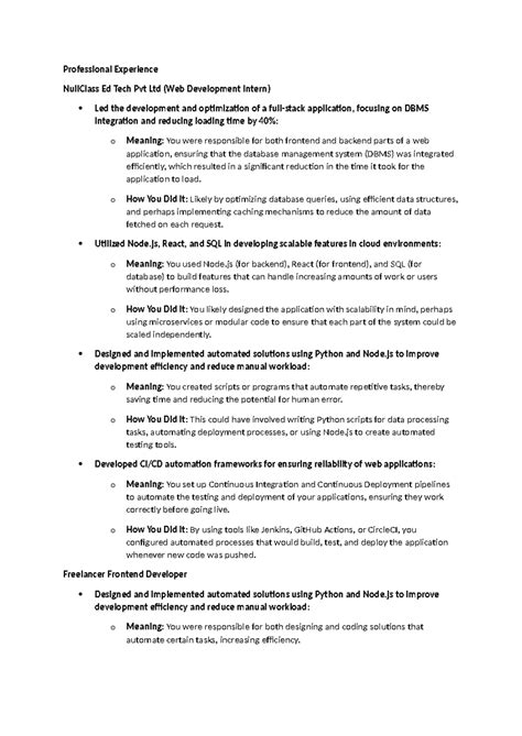 Professional Experience - Professional Experience NullClass Ed Tech Pvt ...