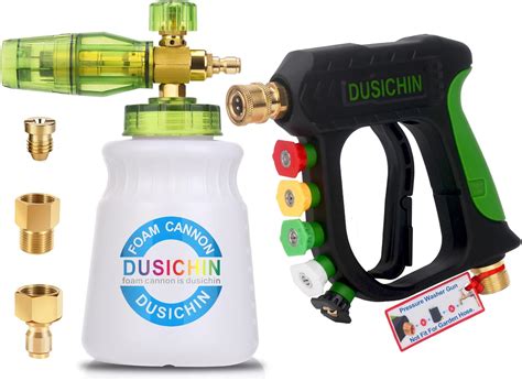 Amazon.com: DUSICHIN Foam Cannon Short Pressure Washer Gun 1/4 Inch Quick Connector,Car Wash ...