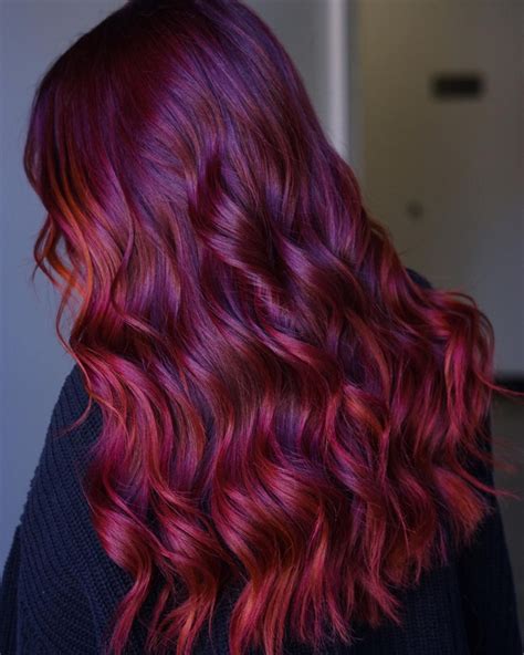 Purple And Red Highlights On Black Hair
