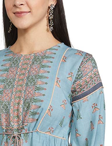 Buy Aarke Ritu Kumar Sky Blue Printed Full Sleeve Kurti at Amazon.in